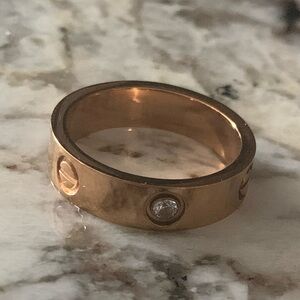 Vintage Rose Gold Plated Ring, Stainless Steel, Approx. Size 8
